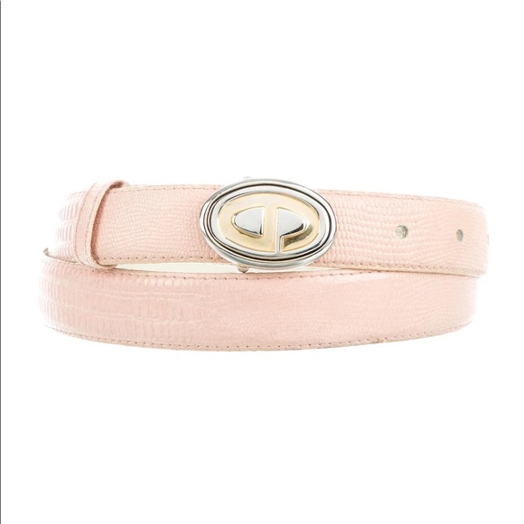 Auth CHRISTIAN DIOR Pink Lizard Vintage CD Logo Belt Size M/L - Picture 11 of 11